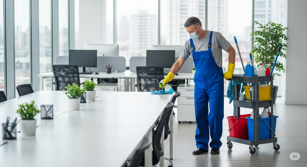 Professionelle Reinigung in einem Büro